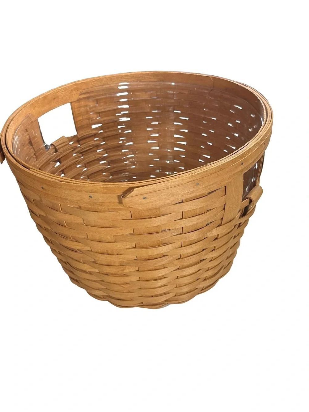 Vtg 1991 Longaberger Classic Corn Basket Large Round Clear Protector EUC 17 x 11